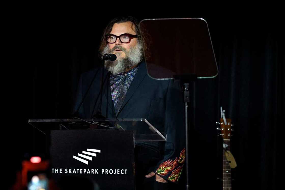 Jack Black speaks onstage during The Skatepark Project Gala