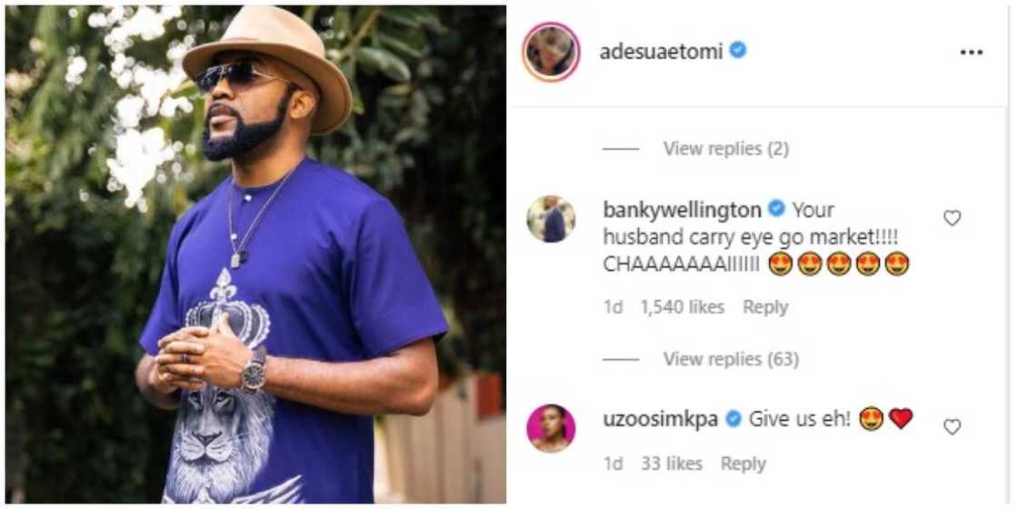 Photo collage of Banky W and his Instagram comment. Photo collage of Banky W and his Instagram comment.