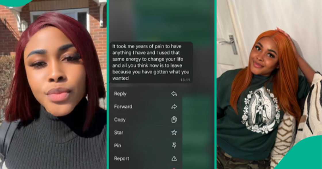 Lady displays worrisome messages that she received from her ex-husband after ending their marriage.