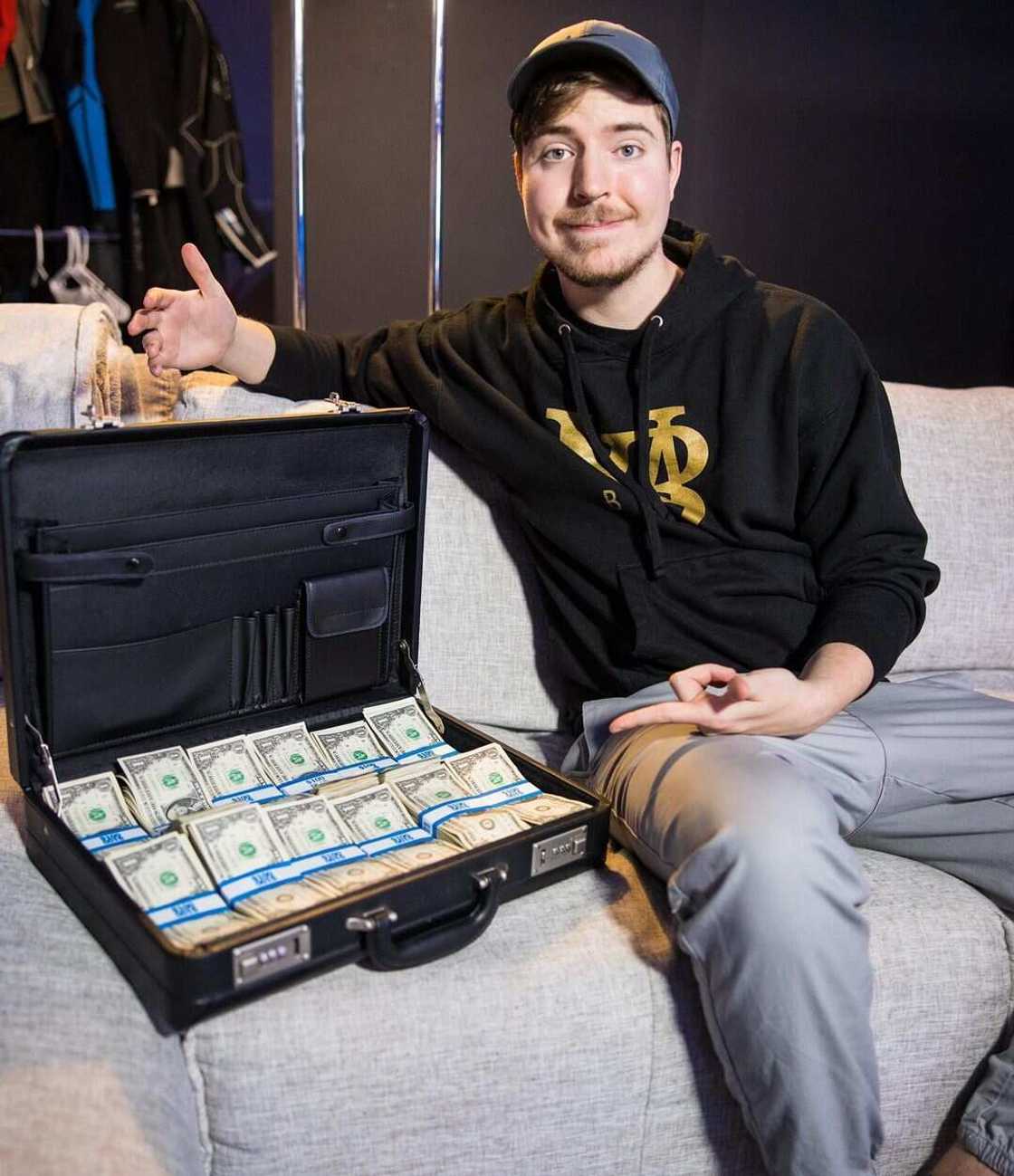 Mr Beast with a case of money Mr Beast with a case of money