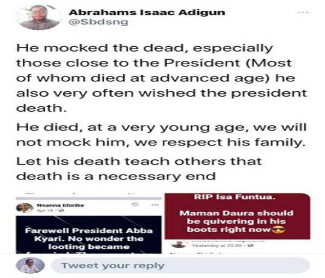 Lauyan da yayi murnar mutuwar Kyari da Funtua, da fatan mutuwar Buhari ya rasu Lauyan da yayi murnar mutuwar Kyari da Funtua, da fatan mutuwar Buhari ya rasu