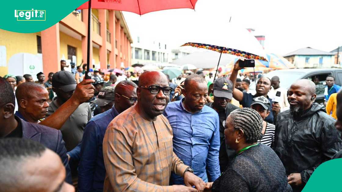 Obaseki storms INEC office in Edo Obaseki storms INEC office in Edo