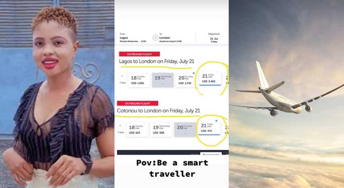 A Nigerian lady says it is cheaper to fly from Cotonou to London than from Lagos to London. A Nigerian lady says it is cheaper to fly from Cotonou to London than from Lagos to London.