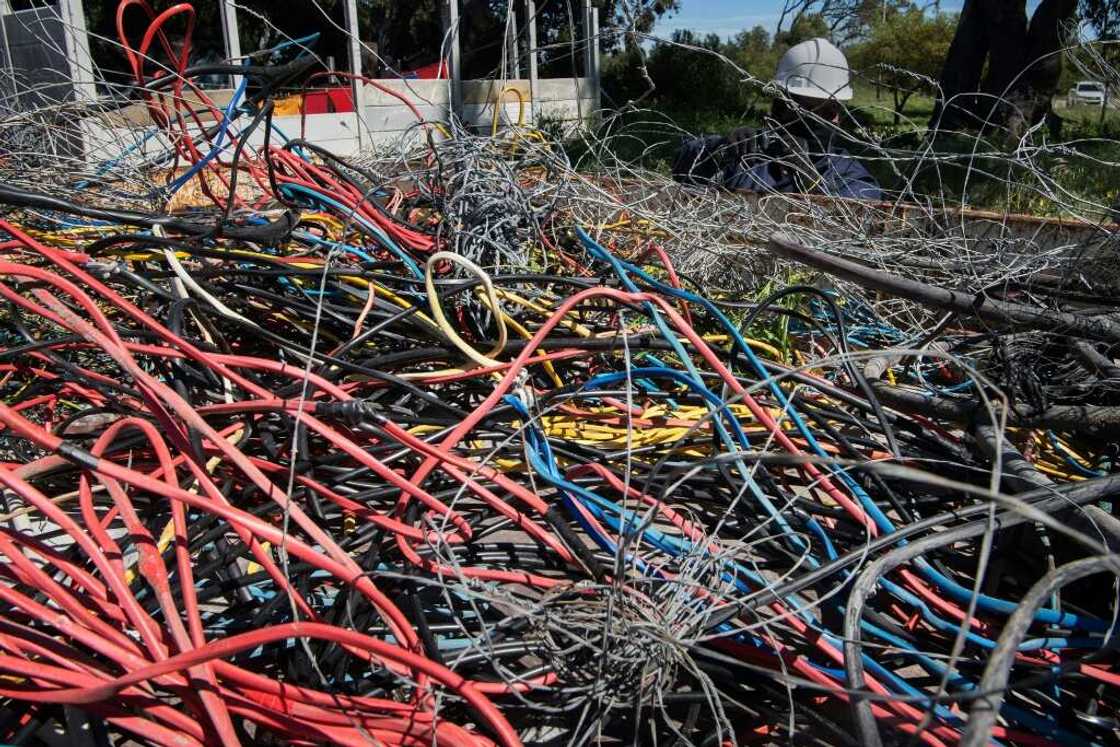 Kilometres of electricity cables were confiscated at the informal settlement Kilometres of electricity cables were confiscated at the informal settlement