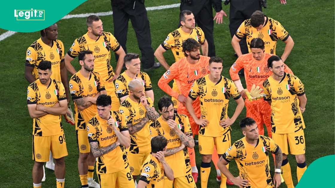 Lautaro Martinez, Yann Sommer, Francesco Acerbi, Nicolo Barella, Inter Milan, Paris Saint-Germain, Allianz Arena, Munich, Germany, UEFA Champions League. Lautaro Martinez, Yann Sommer, Francesco Acerbi, Nicolo Barella, Inter Milan, Paris Saint-Germain, Allianz Arena, Munich, Germany, UEFA Champions League.