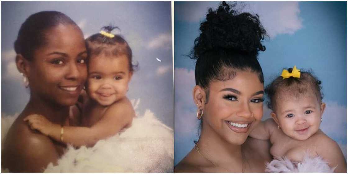 Lady Recreates Photo Her Mum Took With Her as a Baby in 1997 24 Years Later, Many React Lady Recreates Photo Her Mum Took With Her as a Baby in 1997 24 Years Later, Many React