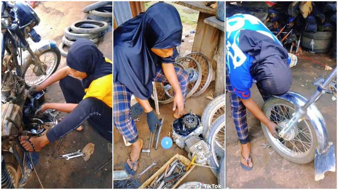 Female automobile mechanics in Nigeria/young lady dismantled bike. Female automobile mechanics in Nigeria/young lady dismantled bike.