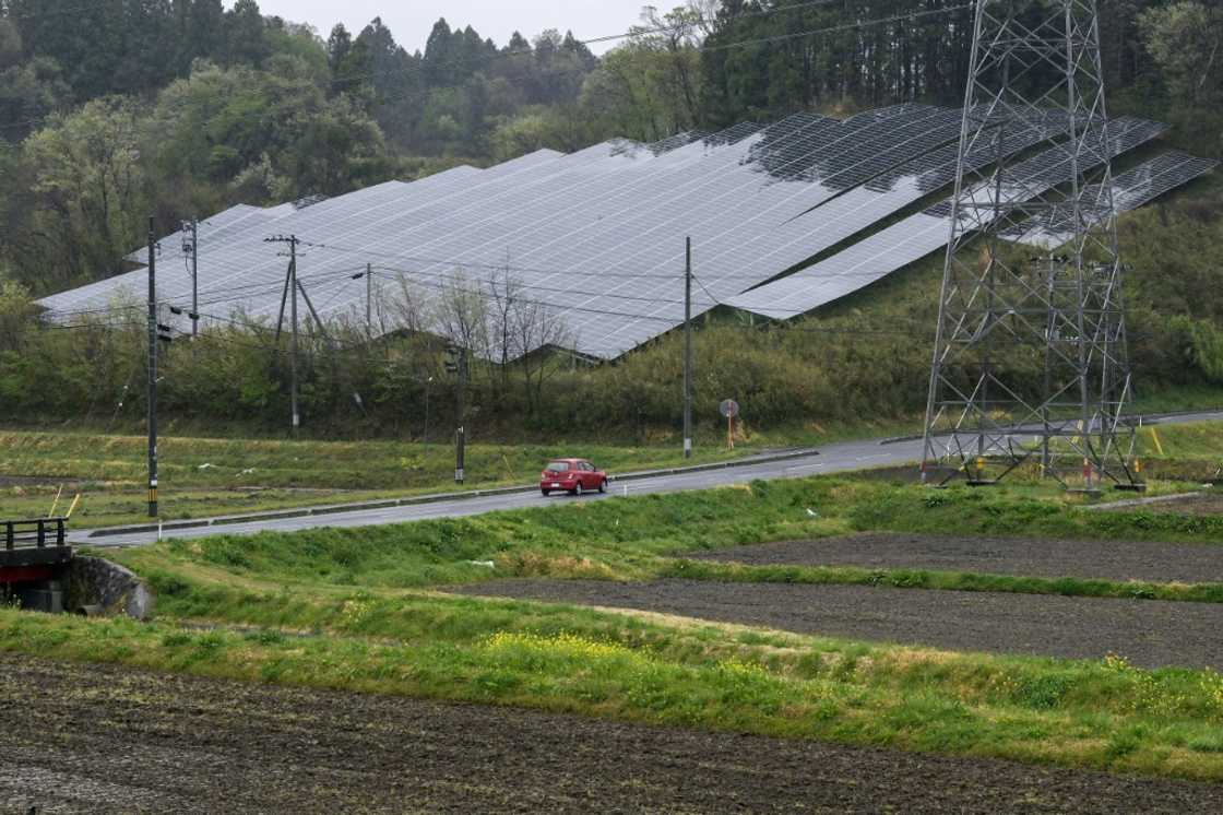 Traditional star  panels connected  a hillside successful  Fukushima prefecture. Flexible perovskite panels are cleanable   for mountainous Japan, with its shortage of level  plots