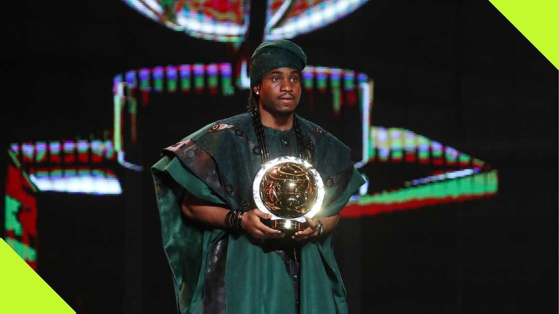 Ademola Lookman on stage at the CAF awards