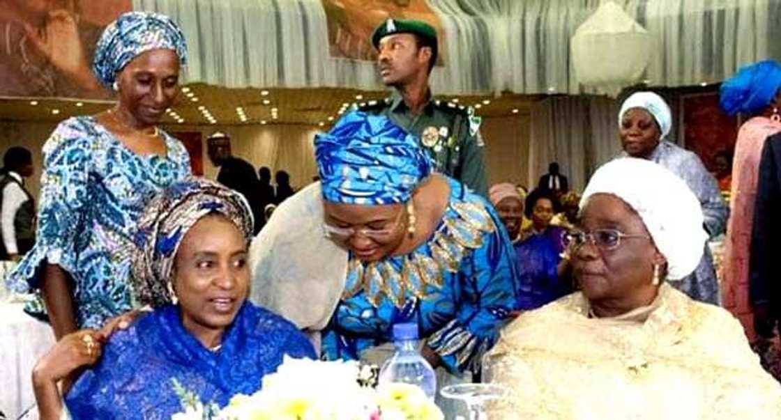 Aisha Buhari meets Patience Jonathan as late Maryam Babangida is celebrated Aisha Buhari meets Patience Jonathan as late Maryam Babangida is celebrated