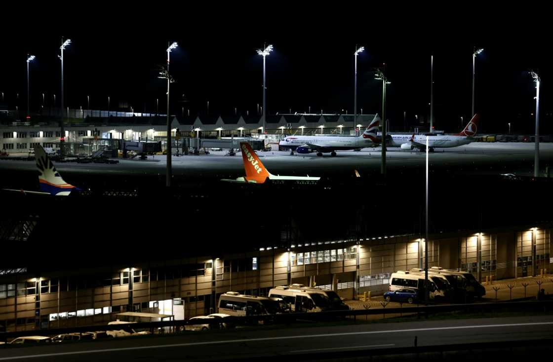 A photo of several grounded planes