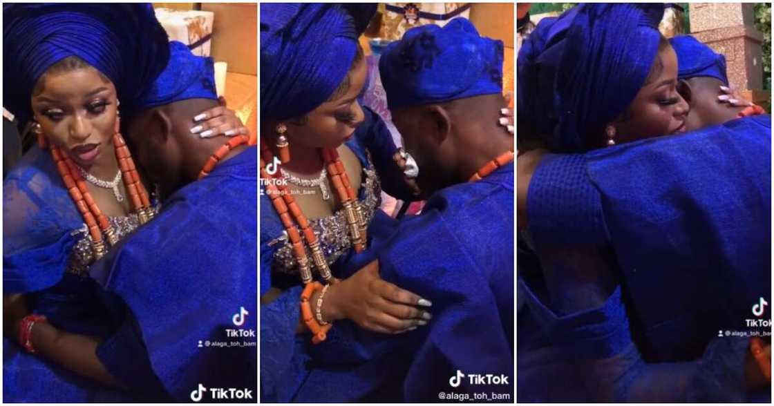 Nigerian groom cries at wedding, groom weeps at wedding, kneeling groom cries, bride comforts groom, traditional wedding Nigerian groom cries at wedding, groom weeps at wedding, kneeling groom cries, bride comforts groom, traditional wedding
