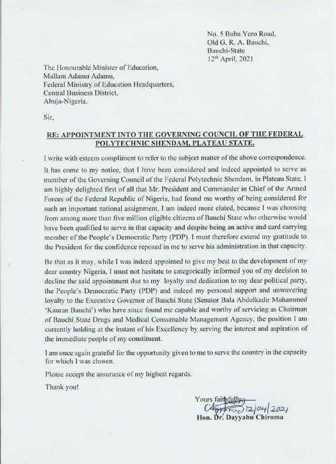 A kai kasuwa: Tsohon ‘Dan Majalisar PDP da Shugaba Buhari ya ba mukami ya ce ba ya so A kai kasuwa: Tsohon ‘Dan Majalisar PDP da Shugaba Buhari ya ba mukami ya ce ba ya so