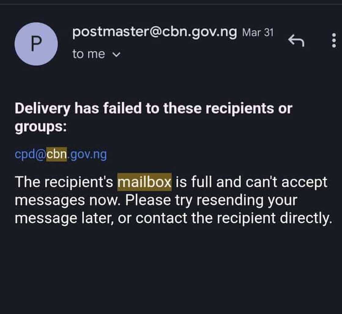 Akwatin imel din CBN ya cika Akwatin imel din CBN ya cika