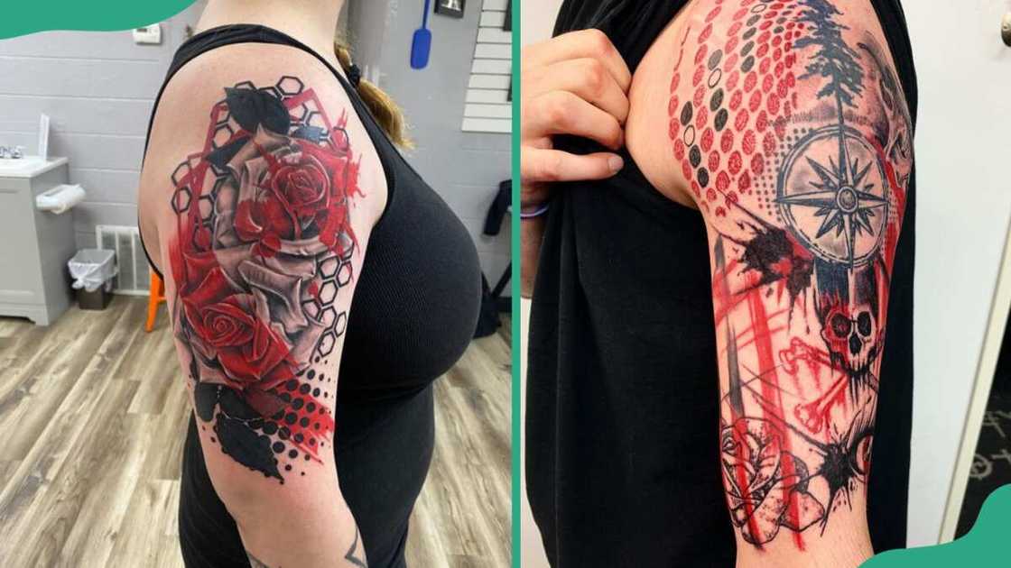 Trash polka half-sleeve tattoos Trash polka half-sleeve tattoos