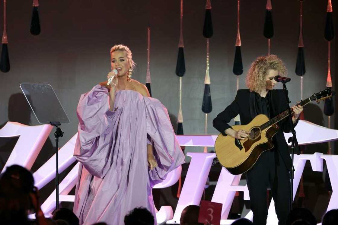 The real Katy Perry on stage in Beverly Hills earlier this week The real Katy Perry on stage in Beverly Hills earlier this week