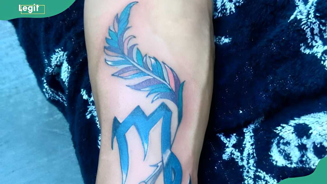 Virgo and feathers tattoo Virgo and feathers tattoo