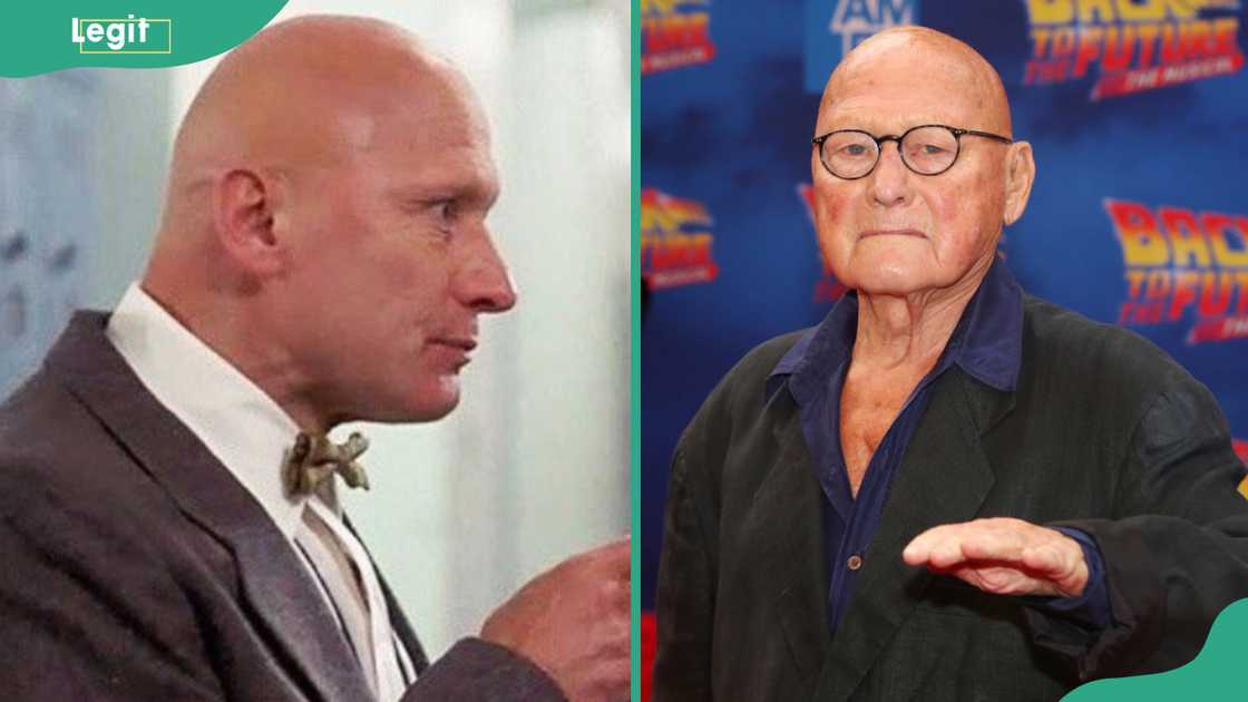 James Tolkan as Mr. Strickland (L). The actor at The Winter Garden Theatre(R). James Tolkan as Mr. Strickland (L). The actor at The Winter Garden Theatre(R).