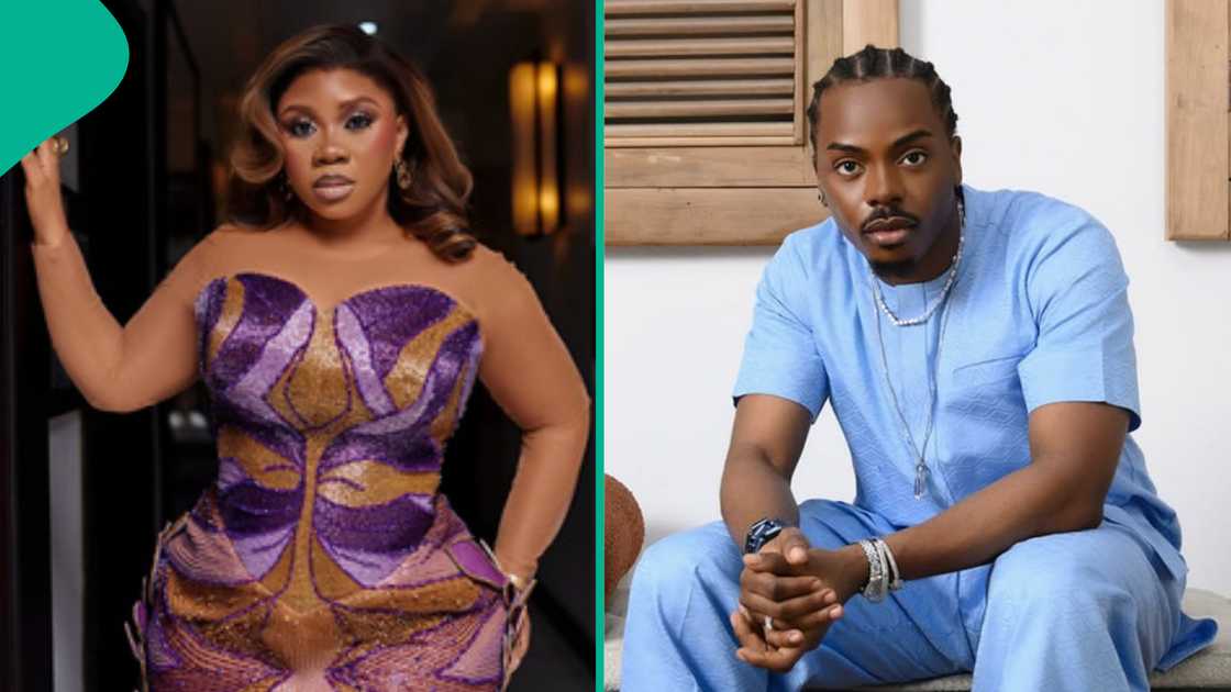 Wumi Toriola and Enioluwa Adeoluwa encounter at an event trends.