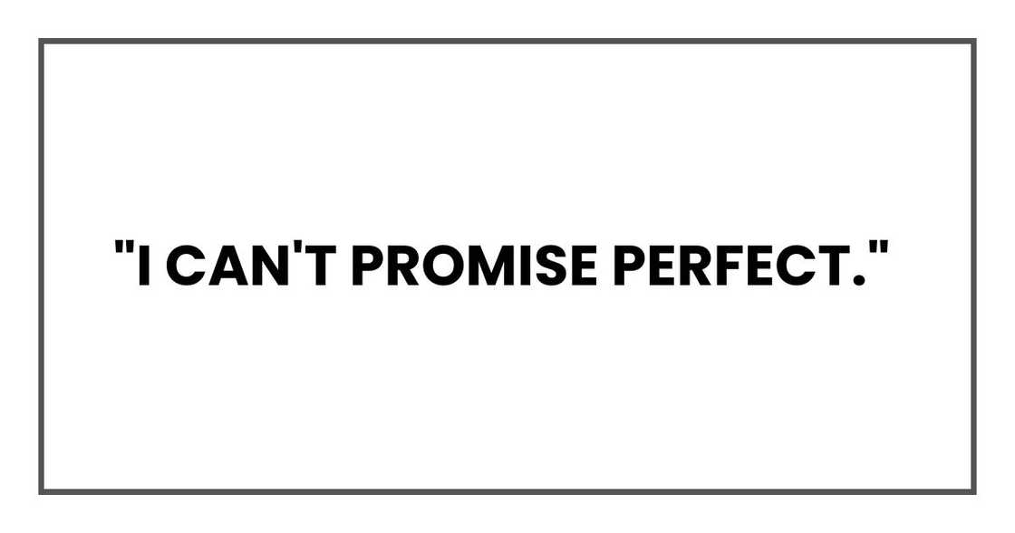 I can't promise perfect I can't promise perfect