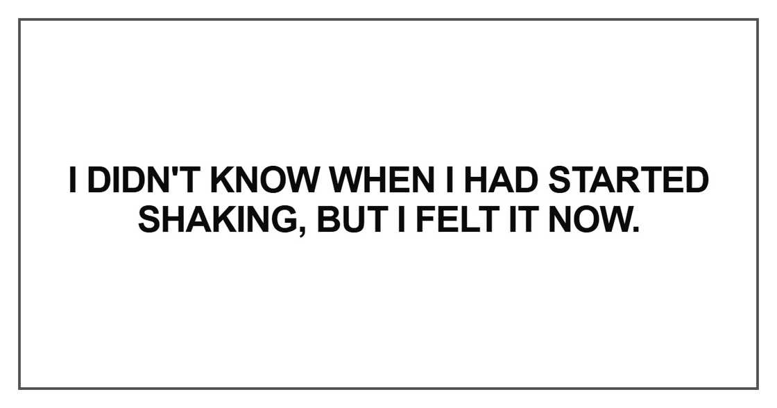 I didn't know when I had started shaking, but I felt it now