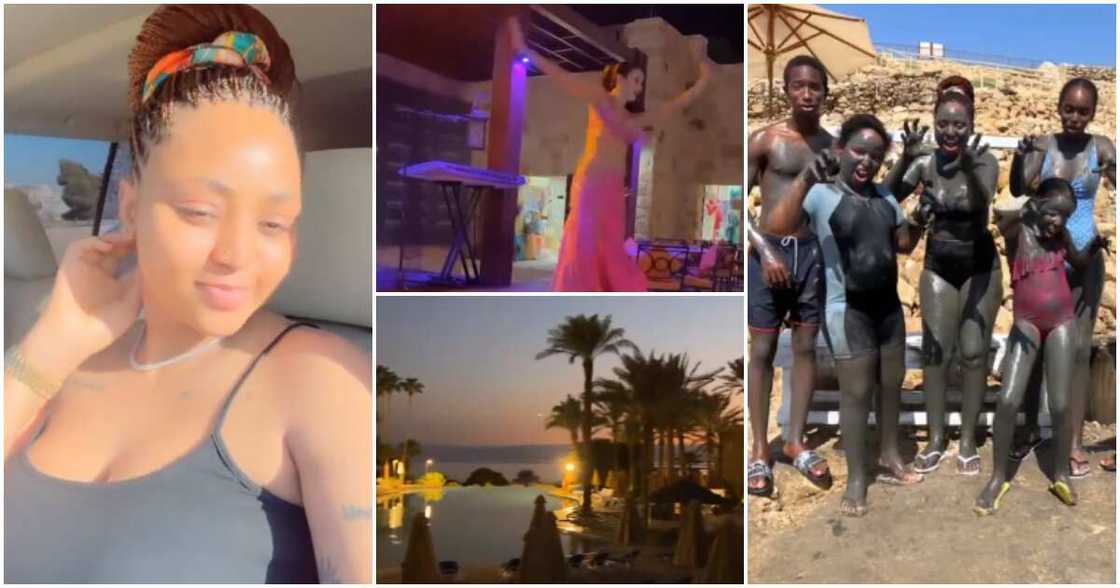 Regina Daniels and family in Jordan. Regina Daniels and family in Jordan.