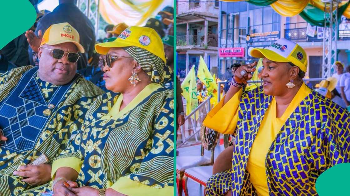 The wife of Osun state governor Ademola Adeleke has hailed her husband’s re-election.