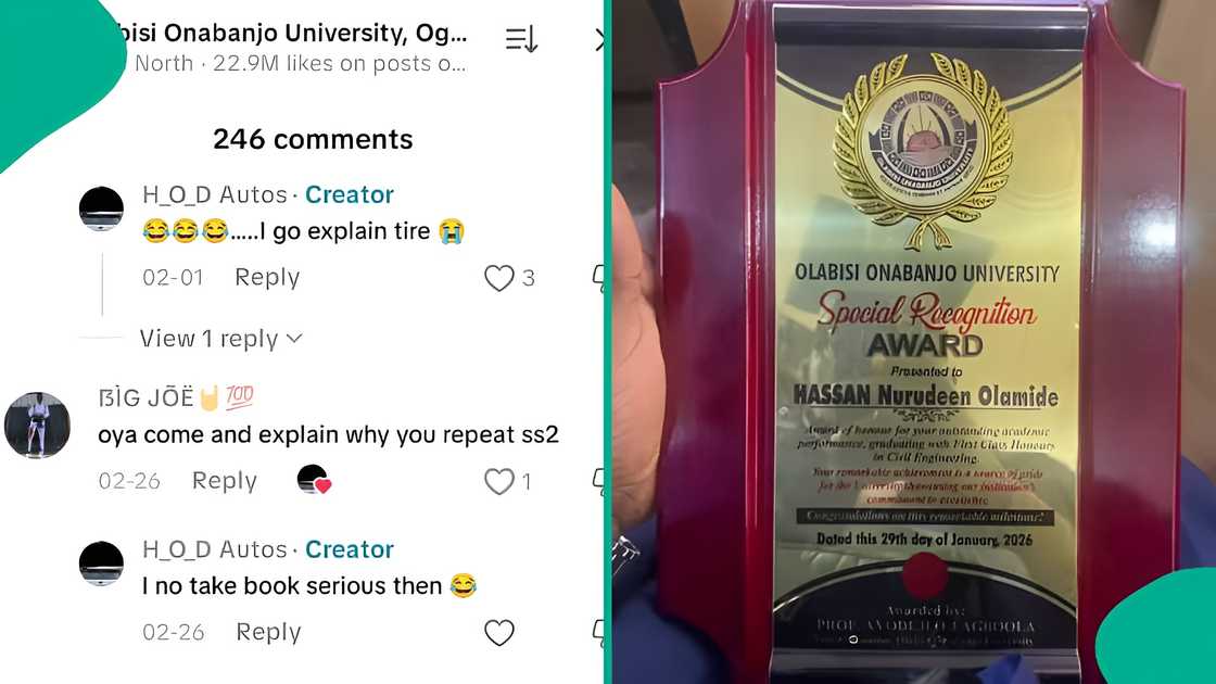 Graduate of Olabisi Onabanjo University who repeated SS2 shows off prize and first class degree Graduate of Olabisi Onabanjo University who repeated SS2 shows off prize and first class degree