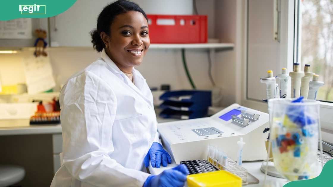 A young woman working in a laboratory.