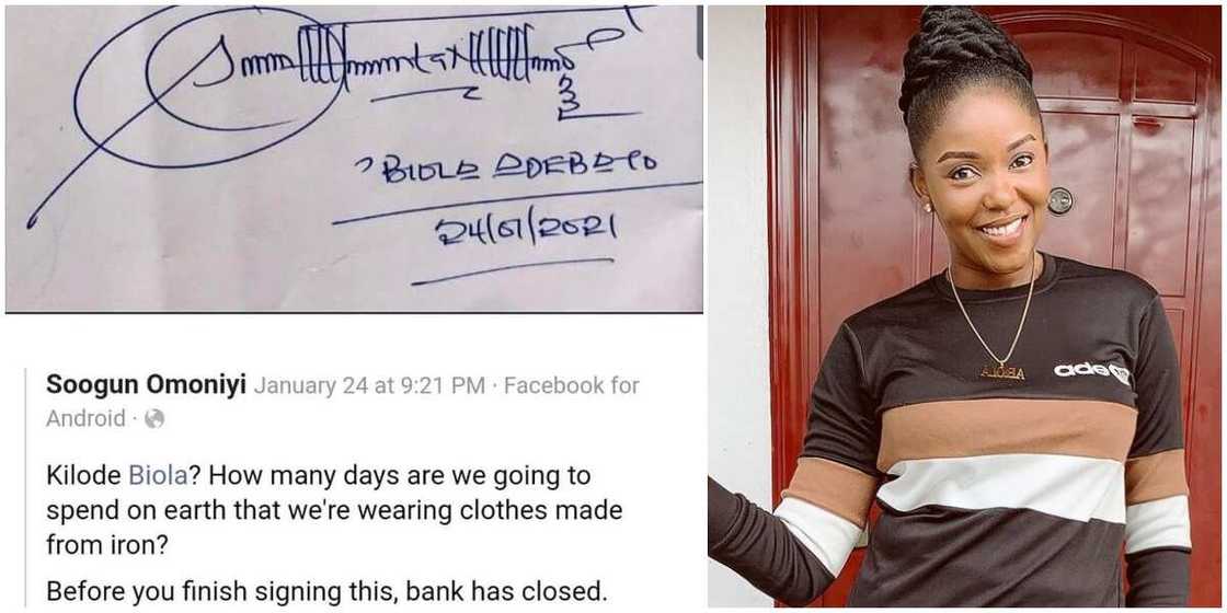 Actress Biola Adebayo dissociates self from complex-looking signature, fans react Actress Biola Adebayo dissociates self from complex-looking signature, fans react