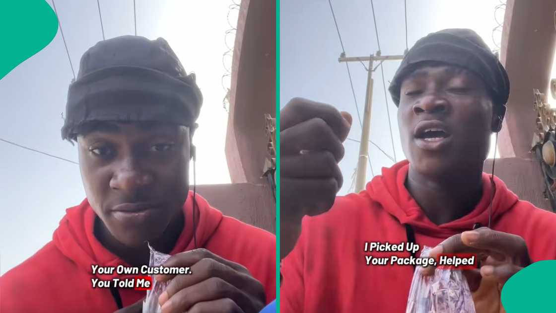 Customer ignores rider until bank transfer gets attention.