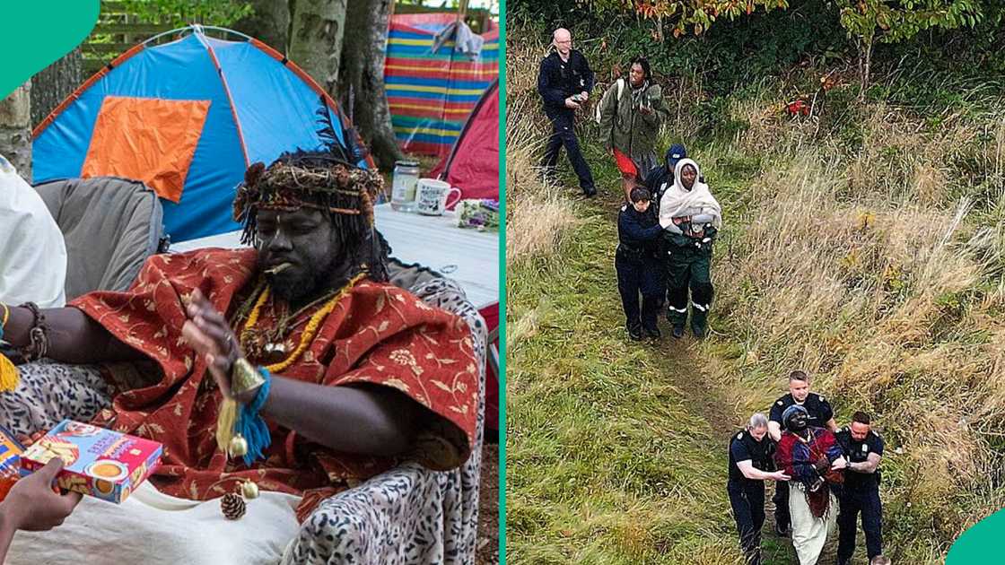A self-acclaimed king of an ‘African tribe’ living in a forest in Scotland is sent out by immigration officers A self-acclaimed king of an ‘African tribe’ living in a forest in Scotland is sent out by immigration officers