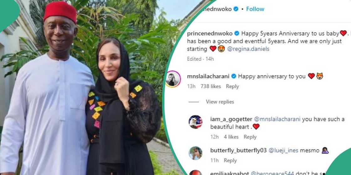 Ned Nwoko's 4th wife Laila Charani wishes him happy anniversary. Ned Nwoko's 4th wife Laila Charani wishes him happy anniversary.
