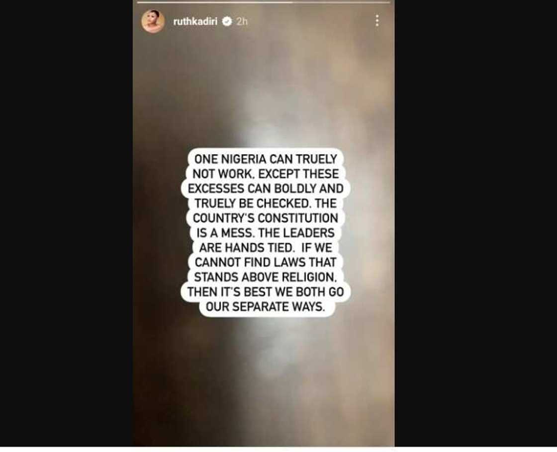 Deborah Samuel: One Nigeria Can’t Work If There Are No Laws Above Religion, Ruth Kadiri Reacts Deborah Samuel: One Nigeria Can’t Work If There Are No Laws Above Religion, Ruth Kadiri Reacts