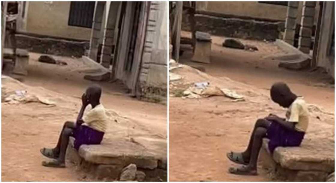 Little black girl sitting all alone outside. Little black girl sitting all alone outside.