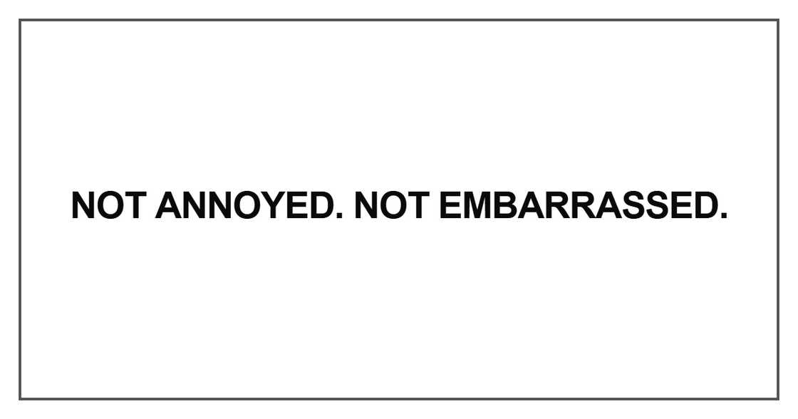 Not annoyed. Not embarrassed