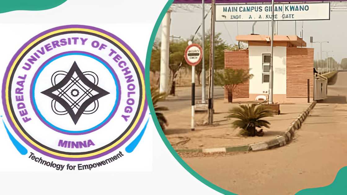 FUTMINNA's logo (L) and view of the main entrance of the main campus, Kwano (R) FUTMINNA's logo (L) and view of the main entrance of the main campus, Kwano (R)