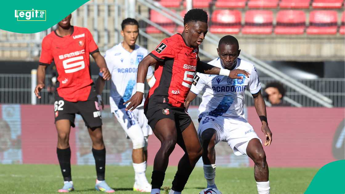 Kazeem Olaigbe, Rennes, Auxerre, Roazhon Stadium, France, Ligue 1. Kazeem Olaigbe, Rennes, Auxerre, Roazhon Stadium, France, Ligue 1.