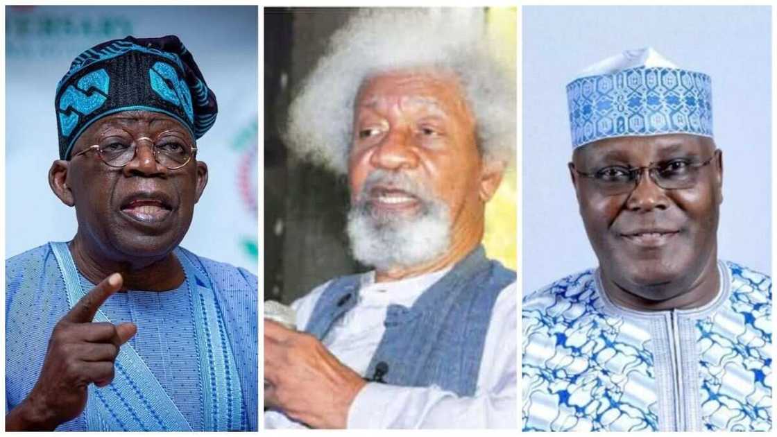 Wole Soyinka, Atiku Abubakar, Bola Tinubu, 2023 presidential election Wole Soyinka, Atiku Abubakar, Bola Tinubu, 2023 presidential election