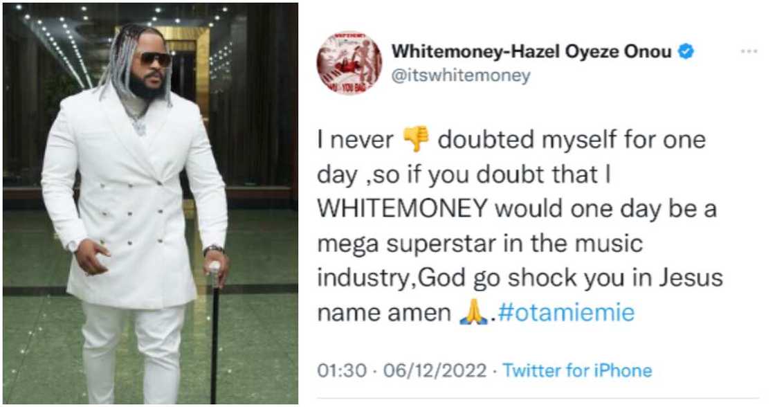Whitemoney says he has never doubted his music career. Whitemoney says he has never doubted his music career.