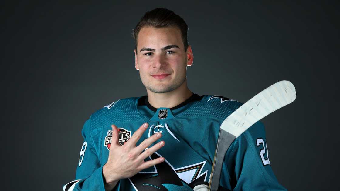 Timo Meier of the San Jose Sharks poses for a portrait Timo Meier of the San Jose Sharks poses for a portrait