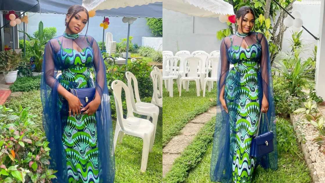 Straight green Ankara with an overlaying lace Straight green Ankara with an overlaying lace
