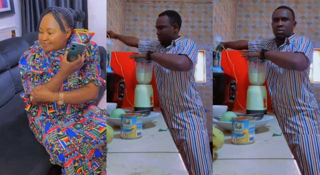 Photos of a man taking care of his mother who visited him. Photos of a man taking care of his mother who visited him.