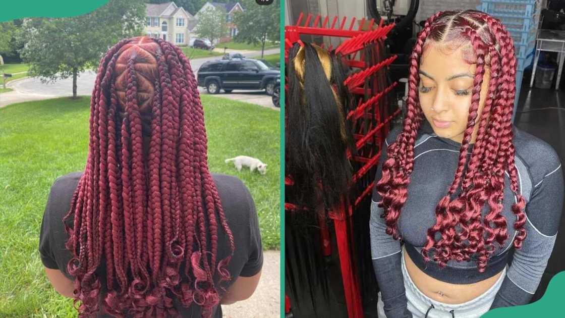 Burgundy Coi Leray braids