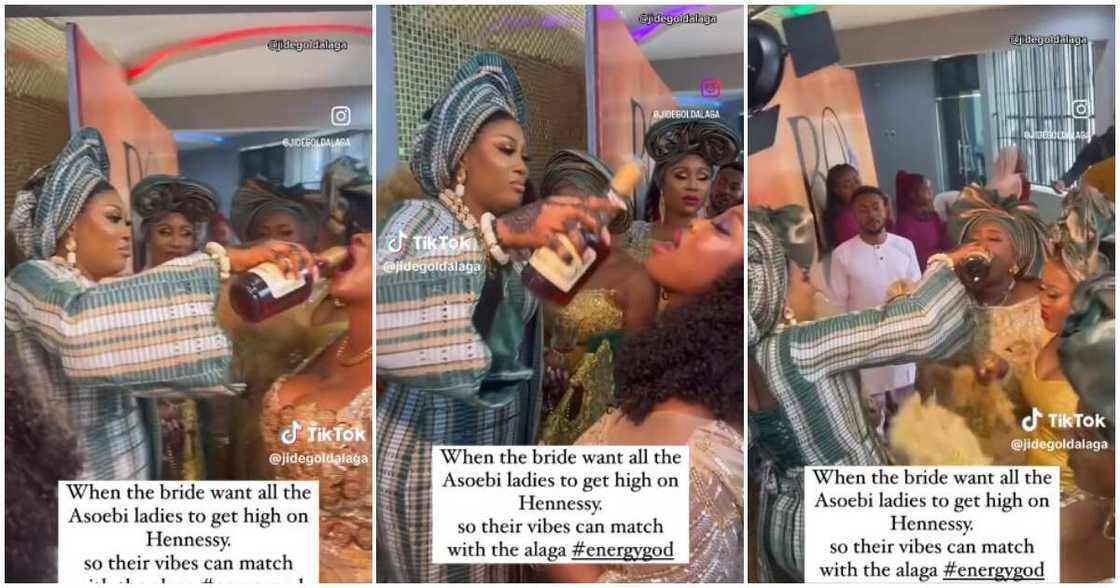 Nigerian bride, alcohol, asoebi girls