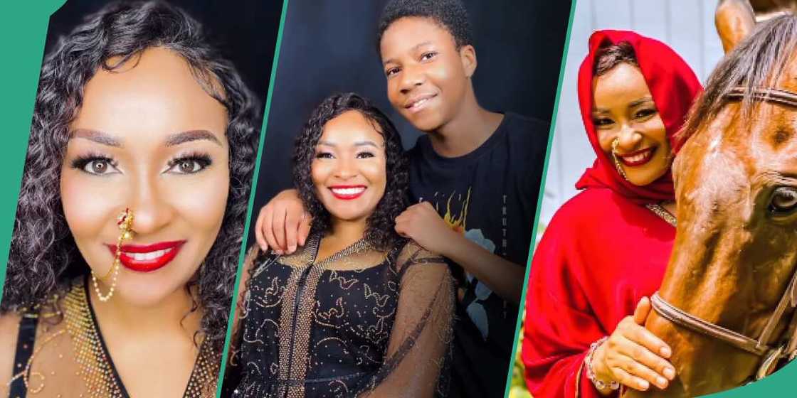 Actress Doris Simeon with son. Actress Doris Simeon with son.