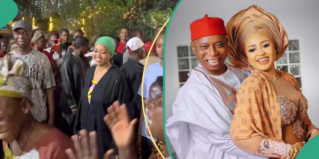 Regina Daniels and Ned Nwoko feed villagers