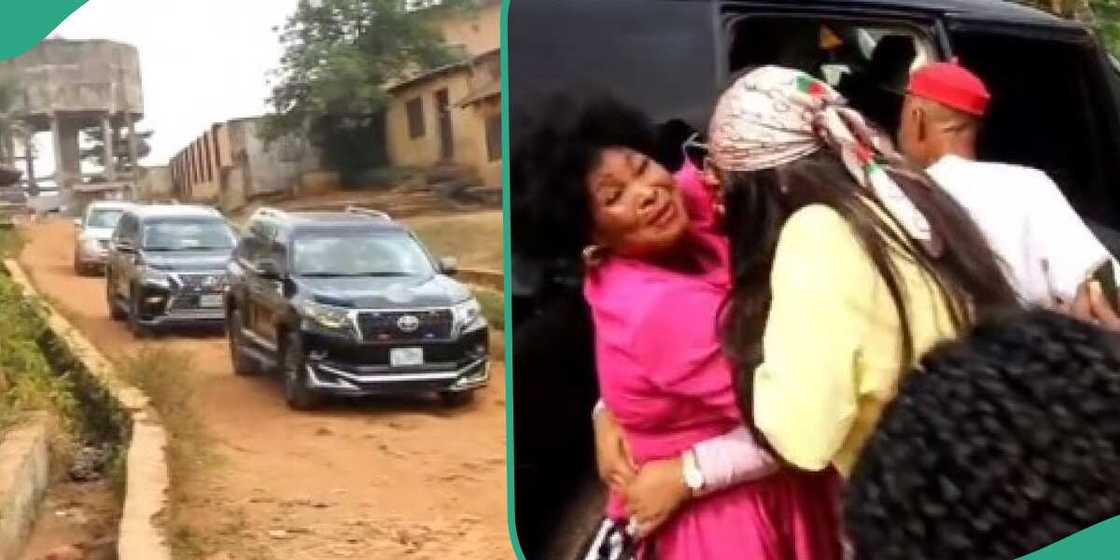 Stunning video as lady returns home in grand style after 11 years abroad Stunning video as lady returns home in grand style after 11 years abroad