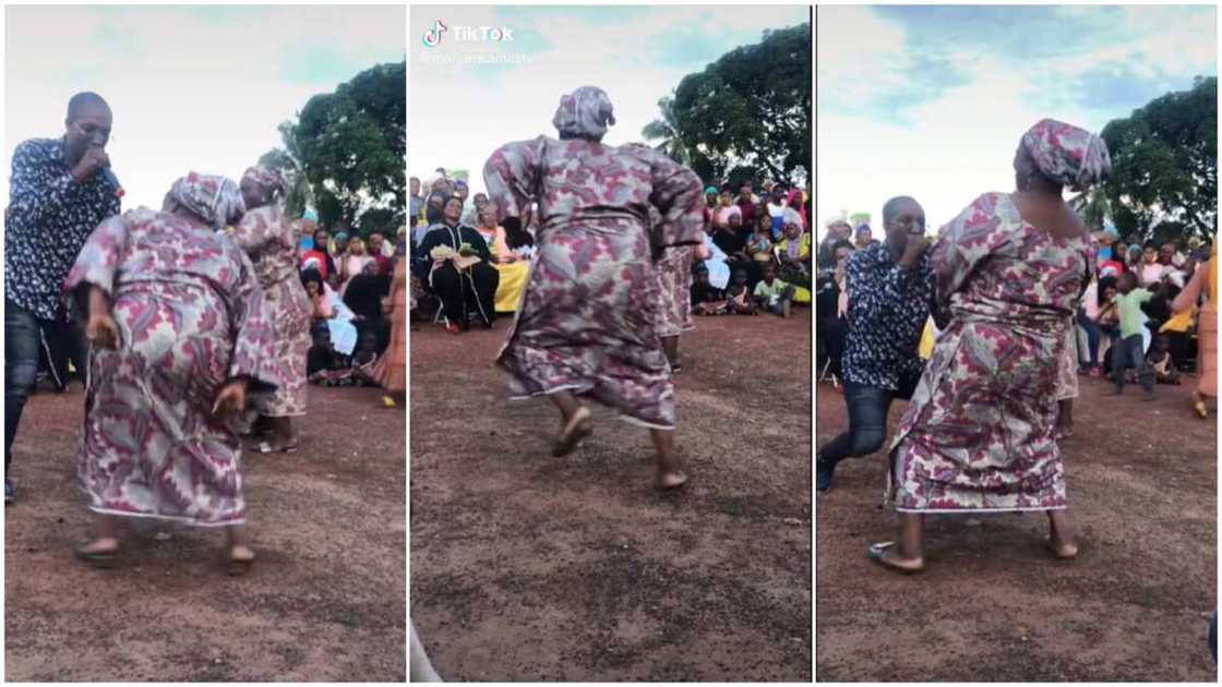 Woman with great energy/dancing on bare floor.