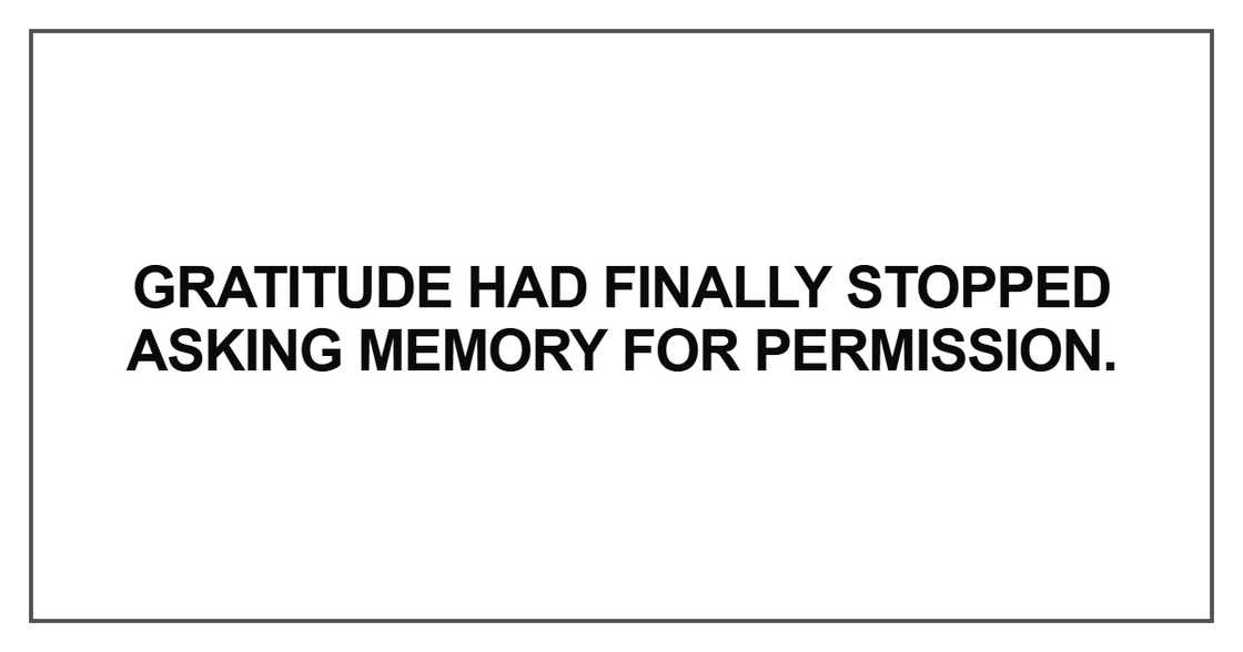 Gratitude had finally stopped asking memory Gratitude had finally stopped asking memory
